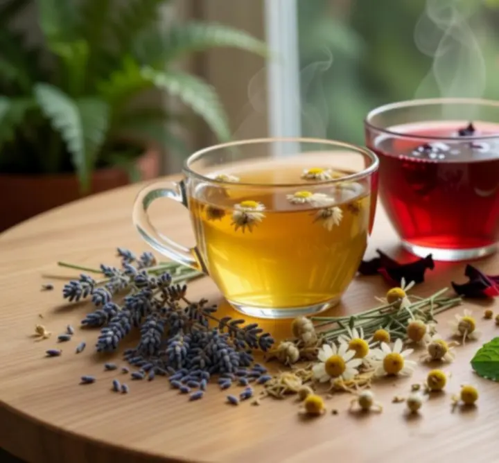 Ziołowe mieszanki herbat w szklanych słoiczkach