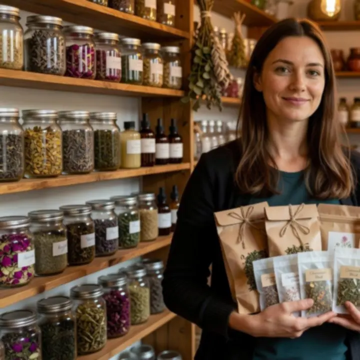 Paulina Klus w przytulnym wnętrzu sklepu zielarskiego Sto herbat